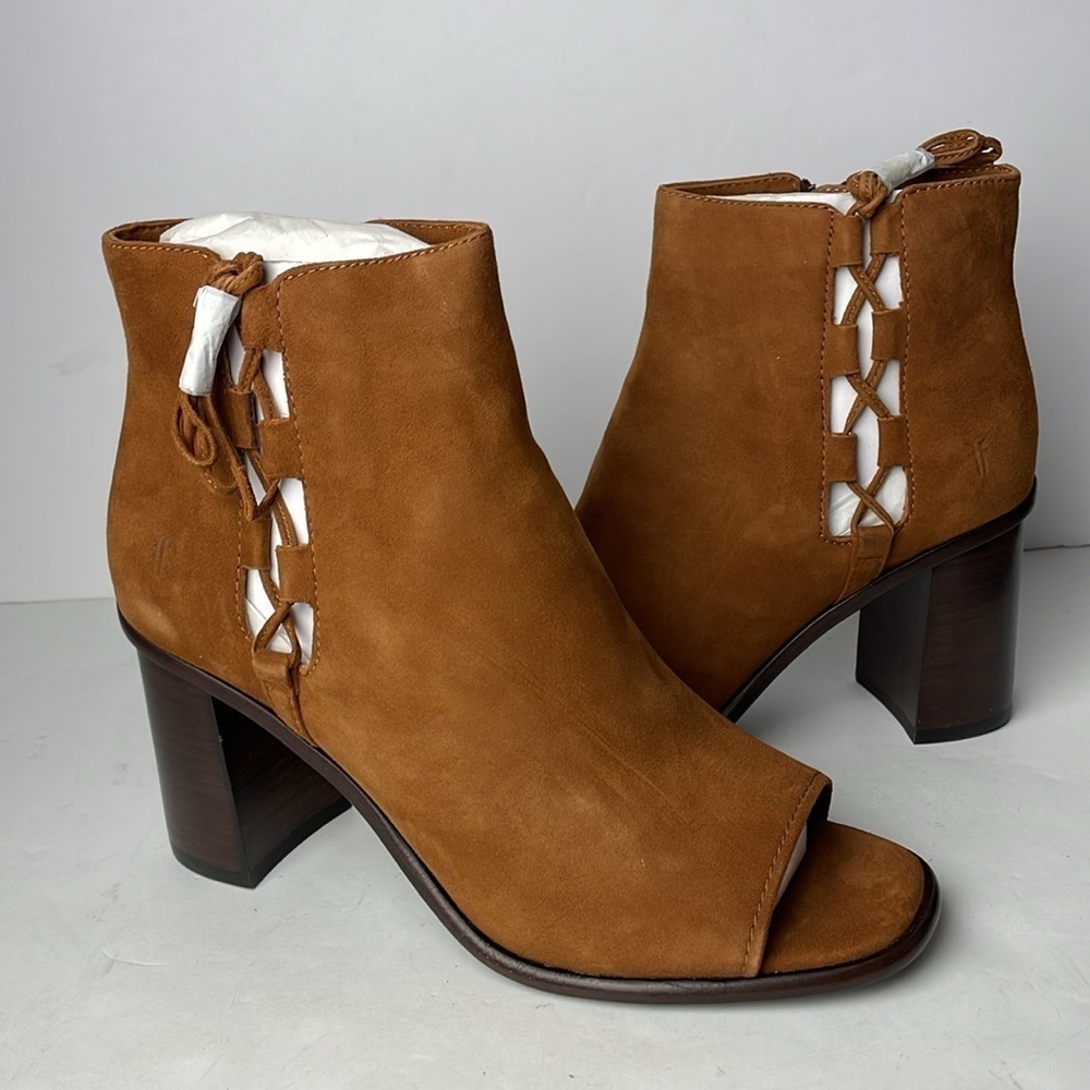 NEW Frye Amy Side Ghillie Open Toe Ankle Boots 9 - Picture 2 of 10